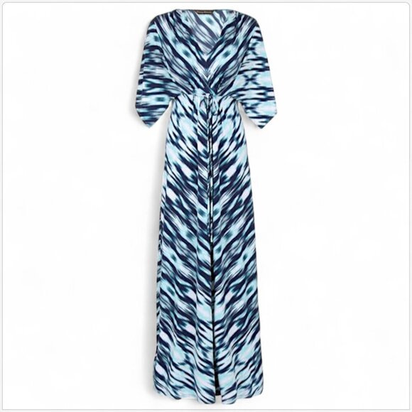 Tommy Bahama Long Beach Wind Maxi Dress Tropical Ocean Deep Color Navy Teal S - Picture 6 of 7